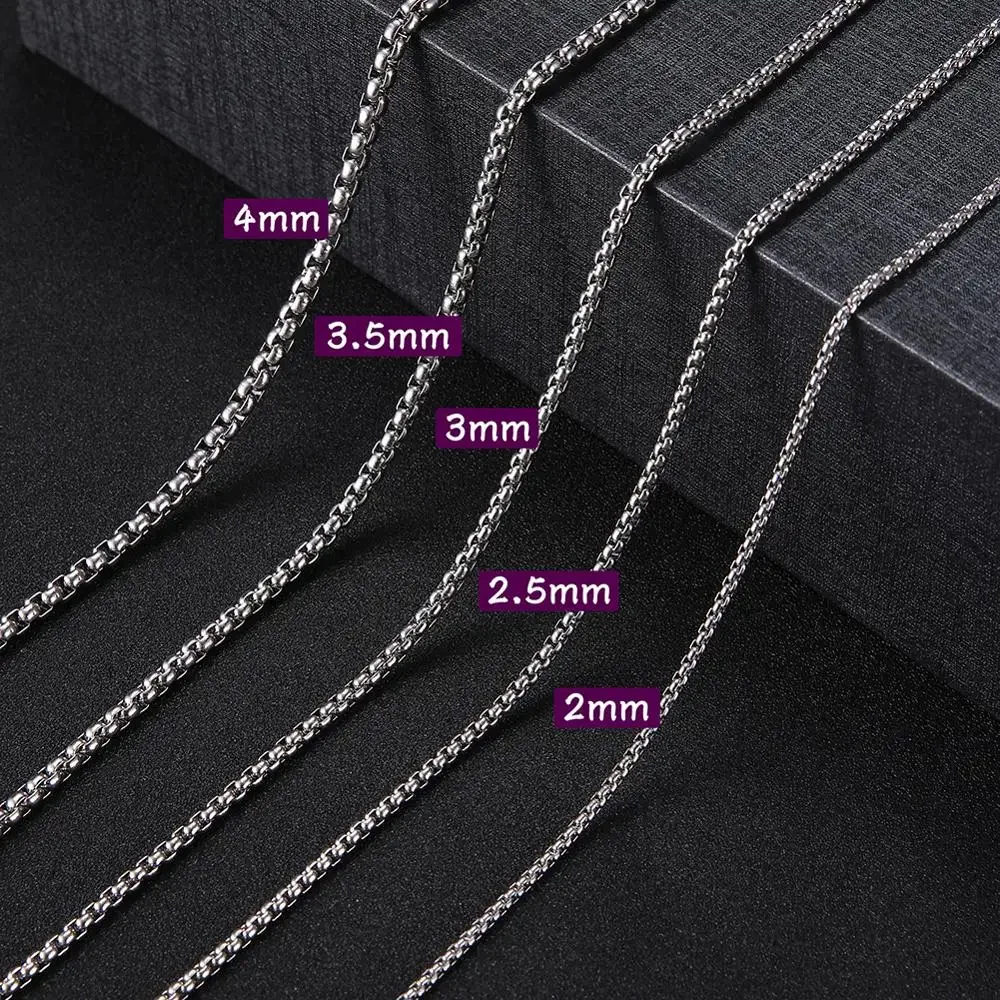 Skyrim Fashion Long Box Chain Necklace Stainless Steel Basic Punk 2-7mm Thick Chains Jewelry Gift for Men Women Wholesale Skyrim Fashion Long Box Chain Necklace Stainless Steel Basic Punk 2-7mm Thick Chains Jewelry Gift for Men Women Wholesale