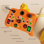 Montessori Busy Board Sensory Toys Cartoon with LED Light Switch Control Board Travel Activities Children Game for 2-4 Years Old 5