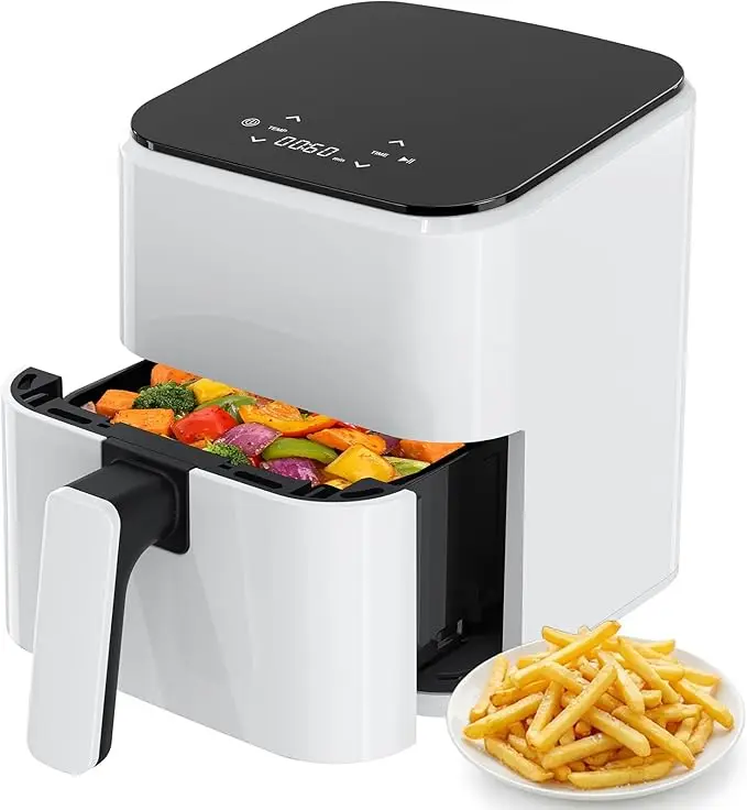 3QT Air Fryer, Small Air Fryer with Digital PP Touch Panel, White 3QT Air Fryer, Small Air Fryer with Digital PP Touch Panel, White