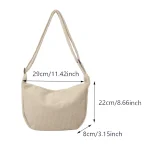 Corduroy Shoulder Bag Minimalist Crossbody Bag Women's Handbags Fashion Fabric Underarm Bag Solid Color Zipper Female Handbag 4