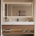 Luxury Rock Plate Bathroom Cabinets Intelligent Mirror Household Wash Up Bathroom Cabinets Open Washbasin Furniture Gabinetti JT