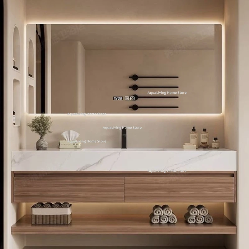 Luxury Rock Plate Bathroom Cabinets Intelligent Mirror Household Wash Up Bathroom Cabinets Open Washbasin Furniture Gabinetti JT Luxury Rock Plate Bathroom Cabinets Intelligent Mirror Household Wash Up Bathroom Cabinets Open Washbasin Furniture Gabinetti JT