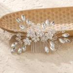Fashion Crystal Flower Hair Combs Clips Bridal Wedding Hair Accessories for Women Bride Headpiece Hairpins Bridesmaid Jewelry 2