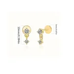 Aide 1pc 925 Sterling Silver Mini Zircon Thick Flat Screw Back Drop Earrings For Women K Gold Piercing Stud Earrings Jewelry 3
