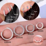 1Pair Stainless Steel Minimal Hoop Earrings Crystal Zirconia Small Huggie Thin Cartilage Earrings Helix Tragus Piercing Jewelry 4
