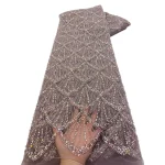 African Lace Fabric 2025 Sequins Beaded Embroidery Groom Nigerian Bridal High Quality French Tulle Lace Fabric For Wedding