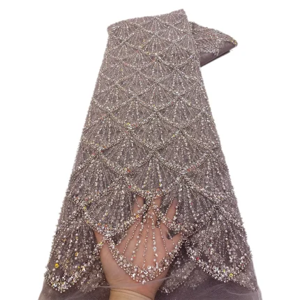 African Lace Fabric 2025 Sequins Beaded Embroidery Groom Nigerian Bridal High Quality French Tulle Lace Fabric For Wedding