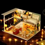 Handmade Doll House Kit Wooden 3D Puzzle Mini DollHouse Assembly Building With Furniture Kits Toys For Children Birthday Gifts 4