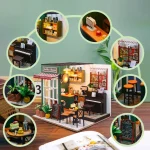 DIY 3D Puzzles Wooden Toy Miniature Dollhouse Handmade Doll House Model Building Kits Coffee House Toys For Children Gifts 5