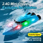 RC Baots 2.4G 4WD Mini Remote Control Boat with Light Speedboat for Pools Competitive Indoor Watercraft Toys For Kids Gifts 5