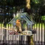 Acrylic Bird Feeder Clear Window Outside Hanging Bird Feeder House with Suction Cup for Garden Outdoor Backyard Wildlife Birding 5