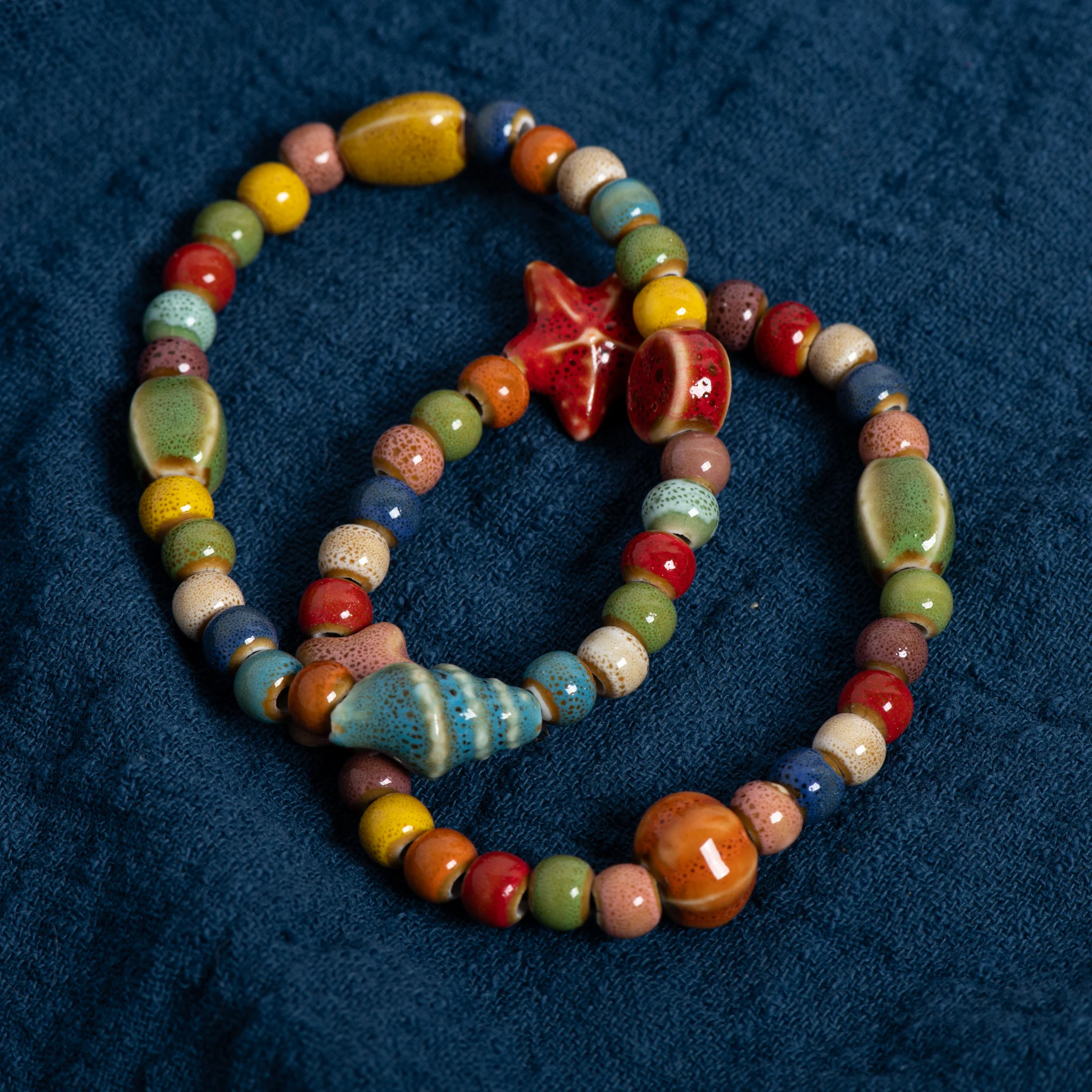 Handmade Colorful Starfish & Seashell Ceramic Beaded Bracelet Boho Beach Jewelry Elastic Wristband for Women & Teens S001186 Handmade Colorful Starfish & Seashell Ceramic Beaded Bracelet Boho Beach Jewelry Elastic Wristband for Women & Teens S001186