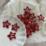 10 Pcs/Lot Red Star Snap Hair Clips for Girls Waterdrop Barrettes Black Hairpin Women Silver BB Kawaii Hair Accessories 5