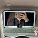 Car Interior Mirrors Sun Visor Plate LED HD Makeup Mirror for Girls Women Rechargeable Fill Light Universal Thin Vanity Mirror 4