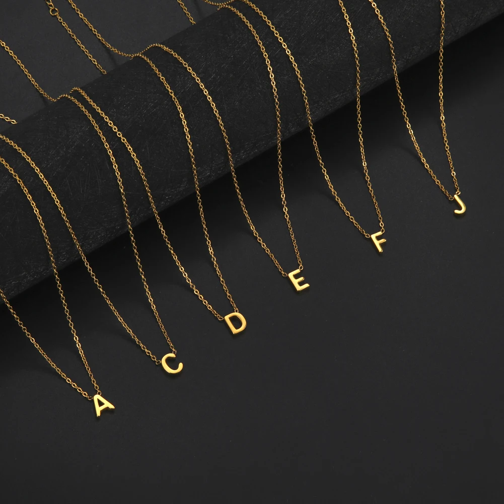 Cazador Minimalist Initial A-Z Letter Necklace for Women Alphabet Stainless Steel Choker Chains Jewelry Birthday Gift Wholesale Cazador Minimalist Initial A-Z Letter Necklace for Women Alphabet Stainless Steel Choker Chains Jewelry Birthday Gift Wholesale