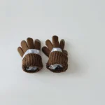 3-8Y Baby Gloves Winter Boys Girls Children's Cold Resistant Five Finger Knitted Finger Warmth Children's Half Finger Gloves 6