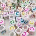 Diy Letter Beads Square Shape Bead Acrylic 6mm Single Colorful Alphabet Beads Women for Jewelry Making Bracelet Necklace 100pcs 4