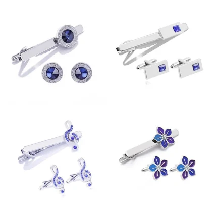 Fashion Business Shirt Sleeve Decorative Buttons Classic Geometric Tie Clips and Cufflinks Set for Men's Luxury Jewelry Gift