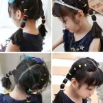 100Pcs/Set Girls Elastic Hair Bands Girls Hair Accessories 2.5cm Colorful Rubber Band Children Ponytail Holder Kids Hair Ties 5