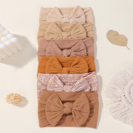 3Pcs Solid Color Baby Headband Bow Children Hair Band Elastic Nylon Newborn Headbands Soft Turban Headwrap Kid Hair Accessories