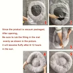 Soft Pet Cat Bed Pad Plush Warm Faux Fur dog Calm Bed Donut Round Bed Comfortable Sleeping Washable for Small Medium Dog and Cat 3