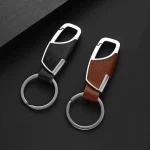 Classic Business Men Keychain Leather 2 Colors Metal Round Buckle Waist Mounted Keyring Husband Father Day Gift Daily Decoration 2
