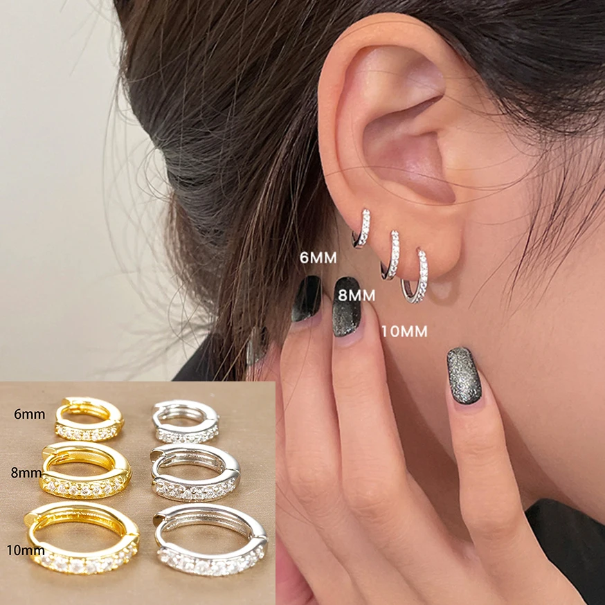 3 PCS/Set Simple Stainless Steel Crystal Small Hoop Earring Women Tiny Gold Color Cartilage Piercing Earring Minimalism Jewelry 3 PCS/Set Simple Stainless Steel Crystal Small Hoop Earring Women Tiny Gold Color Cartilage Piercing Earring Minimalism Jewelry