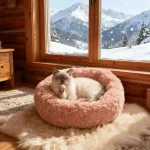 1pc Round Plush Dog Bed & Cat Nest,Non-Slip Base, Warm Soft Faux Fur Pet Bed,Perfect Christmas Gift, Cozy Home Decor 6