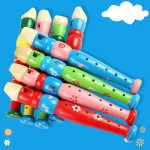 1pc 20cm/7.87in Colorful Wooden Flute Music Instrument Trumpet Buglet Hooter Kids Educational Learning Musical Toys for Children 4