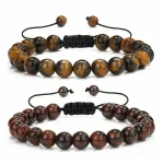 Multiple Style 8mm Natural Tiger Eyes Lava Rock Protection HANDMADE Bracelet Men's Gift 5