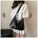 HOMEFISH Leather Commuter Vintage Casual Tote Bag Maillard Stylish Crossbody Bags for Women Texture Large Capacity Temperament 4