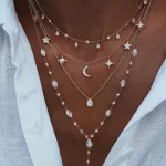 New Vintage Crystal Geometry Star Moon Lock Necklace For Women 2020 Boho Multi-level Pendants Necklaces Chokers Jewelry Gift 3