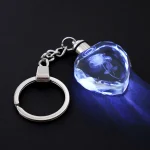Fashion Colorful Fairy Rose Flower Pattern Love Shape Crystal Rhinestone LED Light keychain Lover Key Chain Keyring Jewelry 2