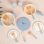 children's Wooden  simulation kitchen toys, early education educational toys, simulation pots and pans, food, role-play chef 6