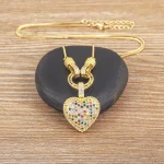 AIBEF Bohemian Heart Shape Colorful Rhinestone Pendant Women Copper CZ Necklace Jewelry Accessories Temperament Sweet Cute Gift 3