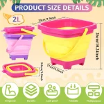 Foldable Beach Bucket Silicone Collapsible Toy Buckets for Kids for Summer Activities Camping Gear Travel Beach Sand Toys 2