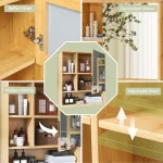 Bathroom Cabinet with Mirror Wall Bamboo Medicine Storage Shelves 4
