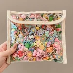 50pcs Cartoon Animal & Fruit Hair Ties - Colorful Woven Headbands for Girls  Polyester Material, All-Season Use Festive Gift