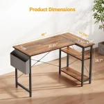 L Shaped Desk, 40 Computer Desk with Reversible Storage Shelves Home Office Corner Desk Study Writing Gaming Table, Brown 3