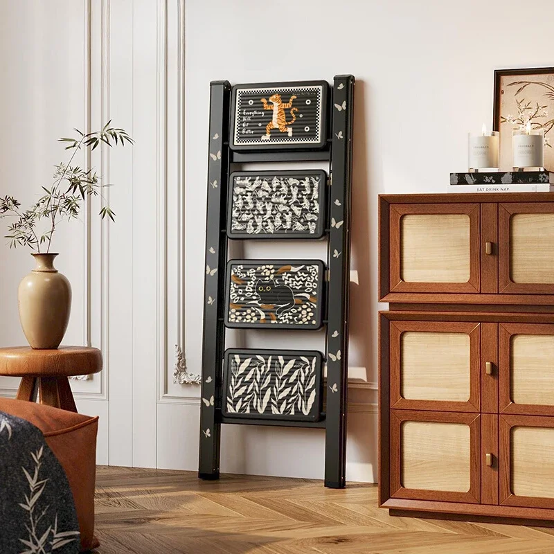 Antique Home Folding and Expansion Ladder Thickened Indoor Step Ladder Stool Three or Four Steps Climbing Multifunction Ladder Antique Home Folding and Expansion Ladder Thickened Indoor Step Ladder Stool Three or Four Steps Climbing Multifunction Ladder