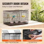 SucceBuy 30In Flight Bird Cage Stackable Divided Small Animal Cage for Kinds of Birds Pet Travel Birdcage with Handle and Perche 4