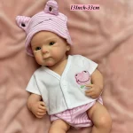 13Inch Bettie Silicone Reborn Doll With Open Mouth & 2 Sets Clothes Handmade Painted Skin Waterproof Reborn Girl Doll 4