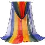 Women Foulard Gradient Solid Color Chiffon Georgette Scarf Bandana Elegant Long Shawl Hijab Summer Sun Protection 5