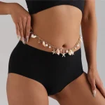 Bohemian Summer Beach Shell Waist Chain, Imitation Pearl Starfish Conch Jewelry,Seaside Waist Accessory for Women 3