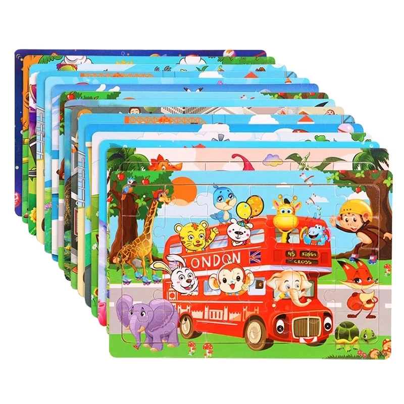 New 30 Pieces Wooden Puzzles Cartoon Animal Traffic Tangram Wood 3d Puzzle Montessori Educational Toys for Children Gifts New 30 Pieces Wooden Puzzles Cartoon Animal Traffic Tangram Wood 3d Puzzle Montessori Educational Toys for Children Gifts