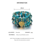 4pcs/set Boho Strand Bracelets For Women Crystal Beads Bracelets Heart Letter Elastic Bangles Wristband Yoga Jewelry Gifts 6