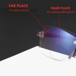 2 Pair New Men Women Rimless Reading Glasses Anti Blue Light Bifocal Far Near Magnification Eyewear Presbyopic Glasses +150 +200 4