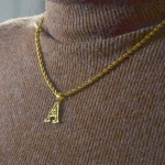 Anniyo A-Z Letters Necklaces Women Men Gold Plated Initial Pendant Rope Chain English Letter Jewelry Alphabet African #058002B 2