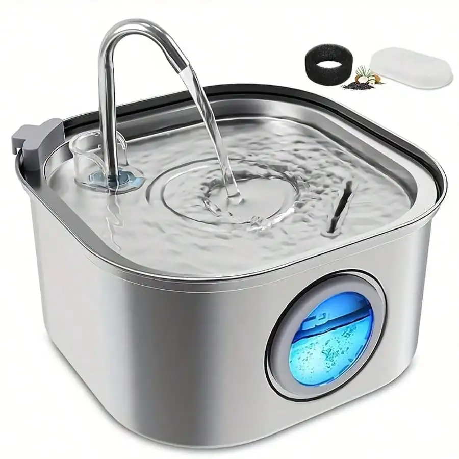 1pc 108.2oz Stainless Steel Quiet Cat Dog Water Fountain USB-Powered 1pc 108.2oz Stainless Steel Quiet Cat Dog Water Fountain USB-Powered