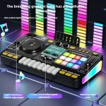 Kid DJ Mixer with Microphone Electronic Piano Keyboard Bluetooth DJ Turntable Controller Musical Instrument Kid Birthday Gifts 4